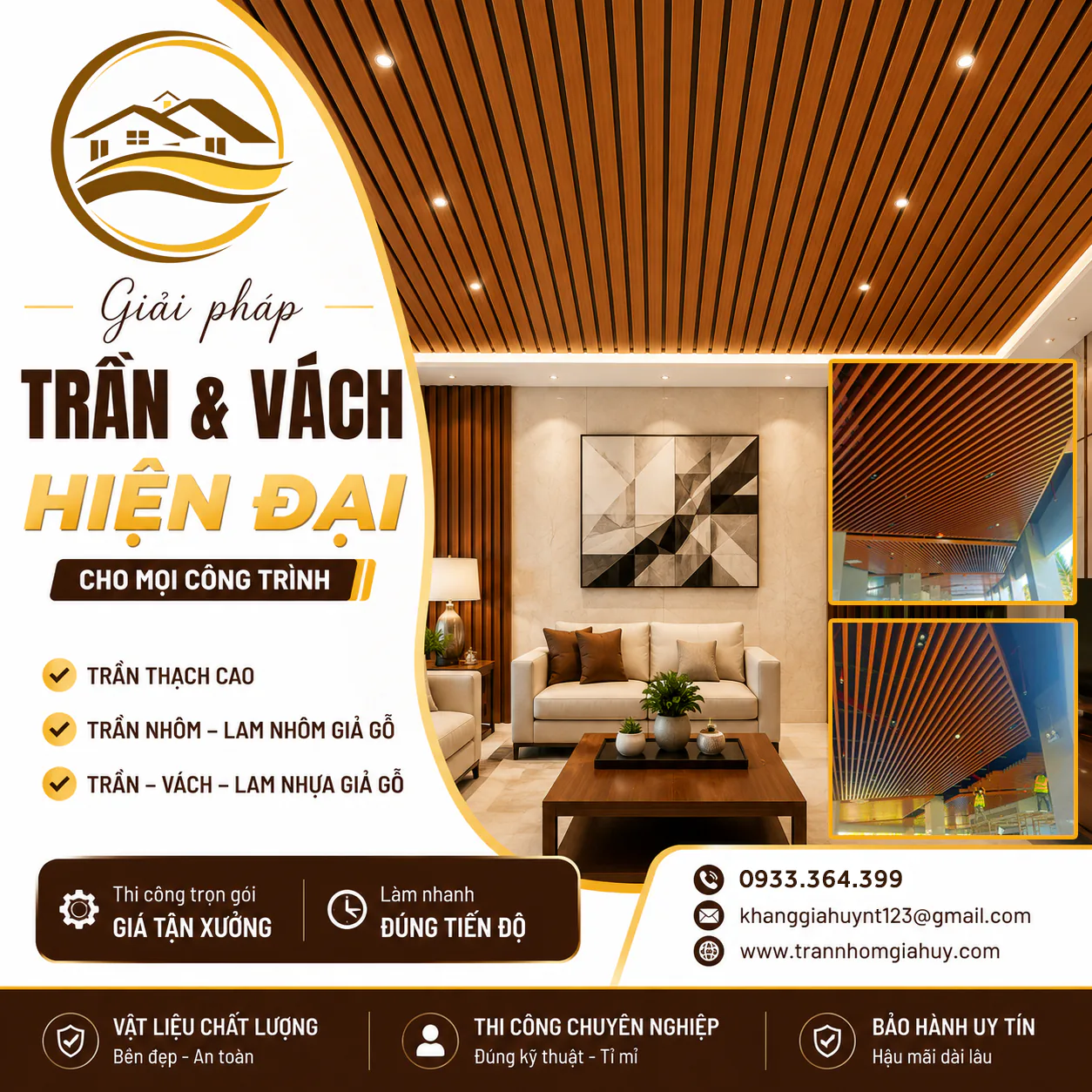 Thi công trần nhôm thạch cao Gia Huy Nha Trang